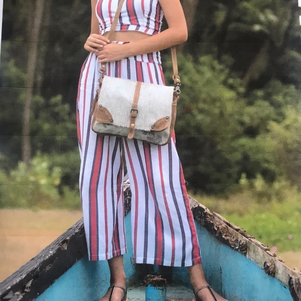 Handmade canvas and leather messenger bag